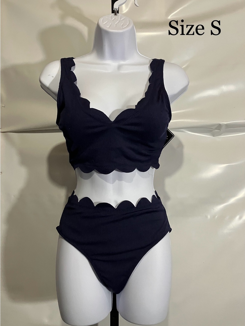 Zaful Black Scallop-Edge High-Waist Bikini Set